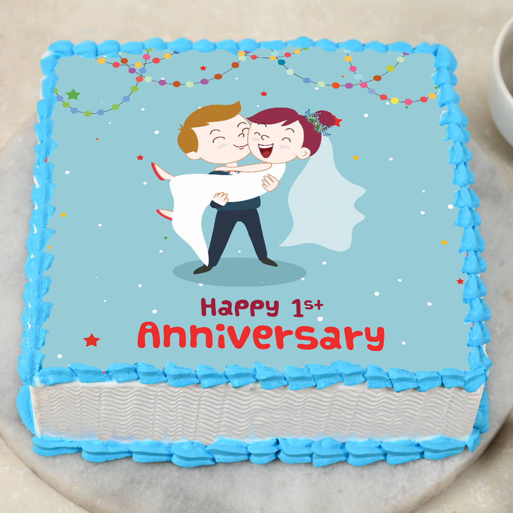 Happy 1st Anniversary Cake With Name | 1st anniversary cake, Happy anniversary  cakes, Anniversary cake with name