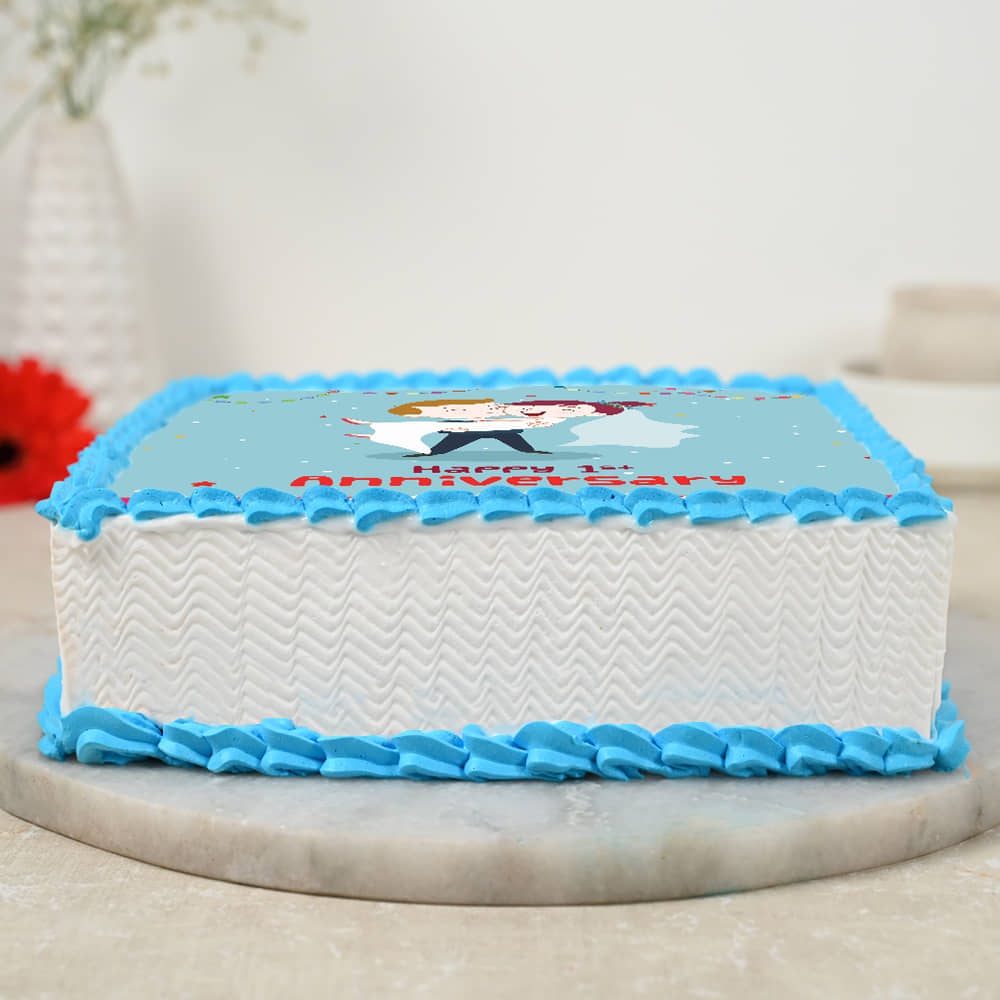 Scrumptious Square Photo Cake For Anniversary