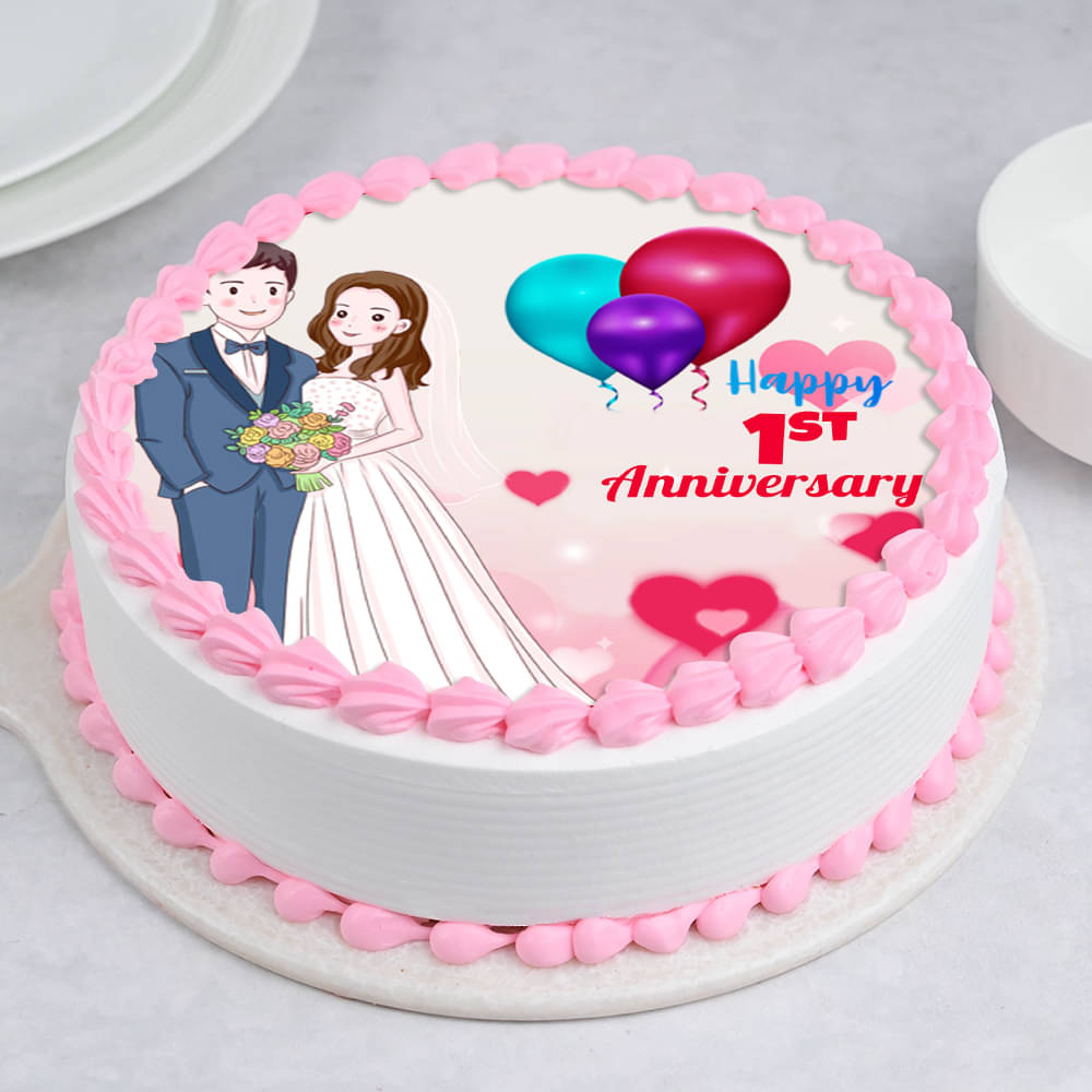 1st Anniversary Heart Fondant Cake | Anniversary Cakes