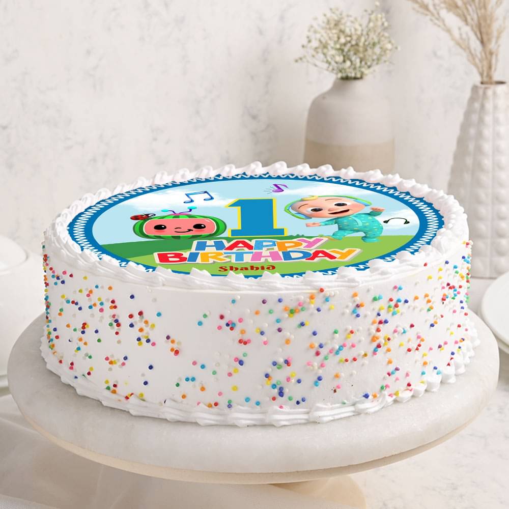 Side View of Funfetti Photo Birthday Cake