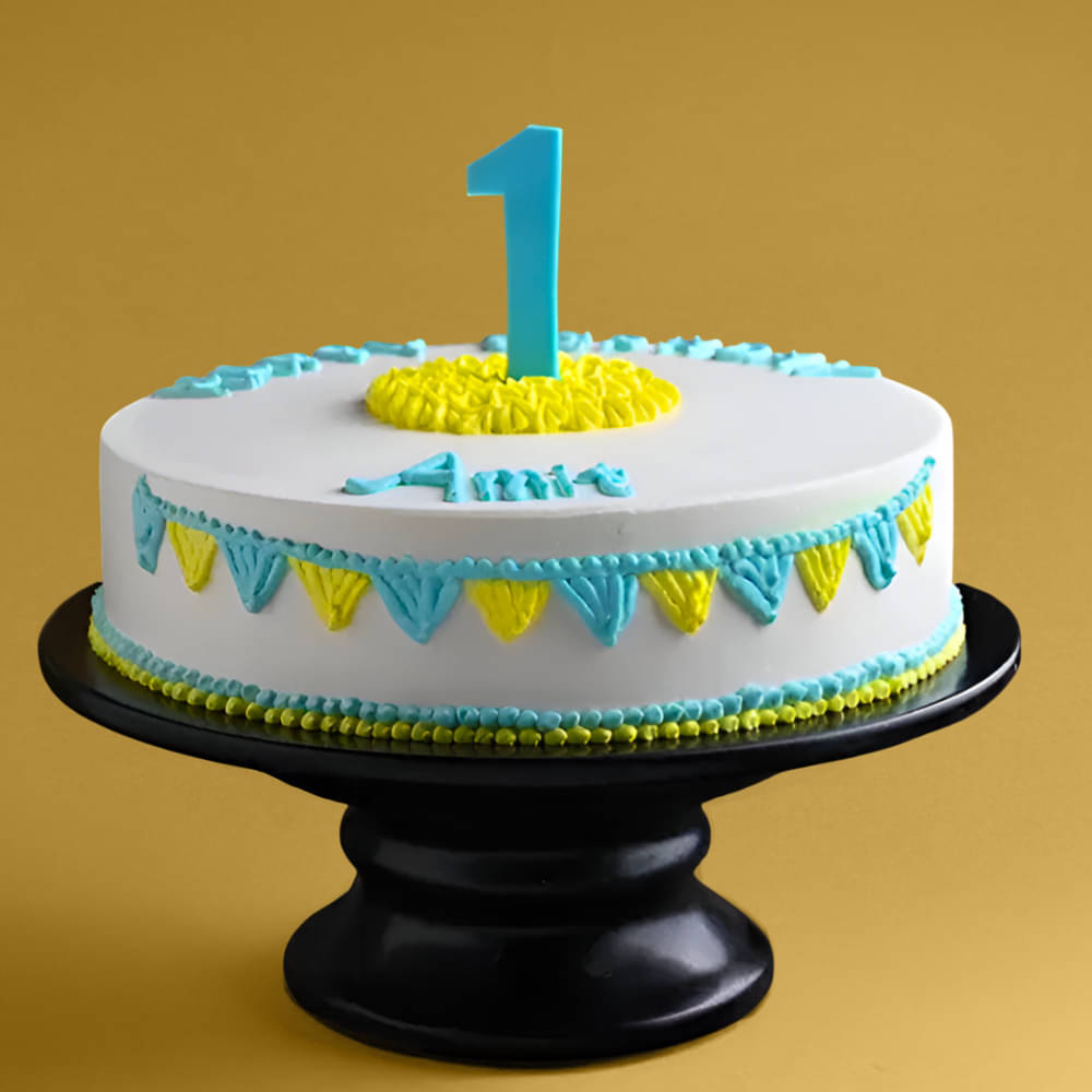 Side View of First Birthday Cake