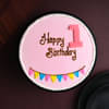 Round Cream Happy Birthday Pink Cake