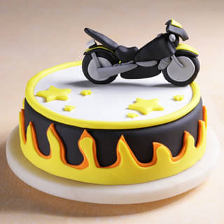 Flames N Bike Theme Cake