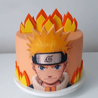 Flaming Naruto Cream Cake