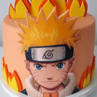 Zoomed View of Flaming Naruto Cake