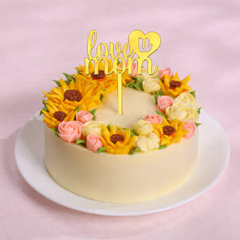 Floral Love You Mom Cake