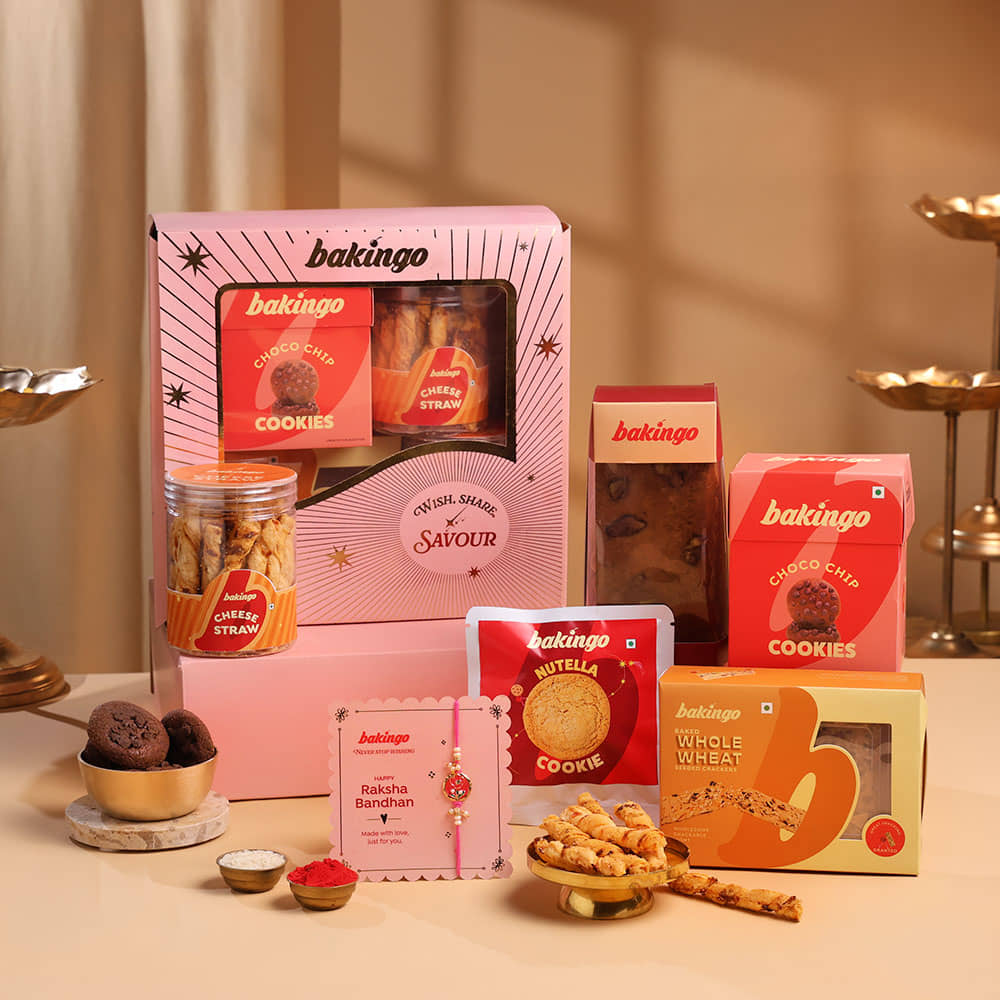Floral Rakhi N Gourmet Snacks Hamper