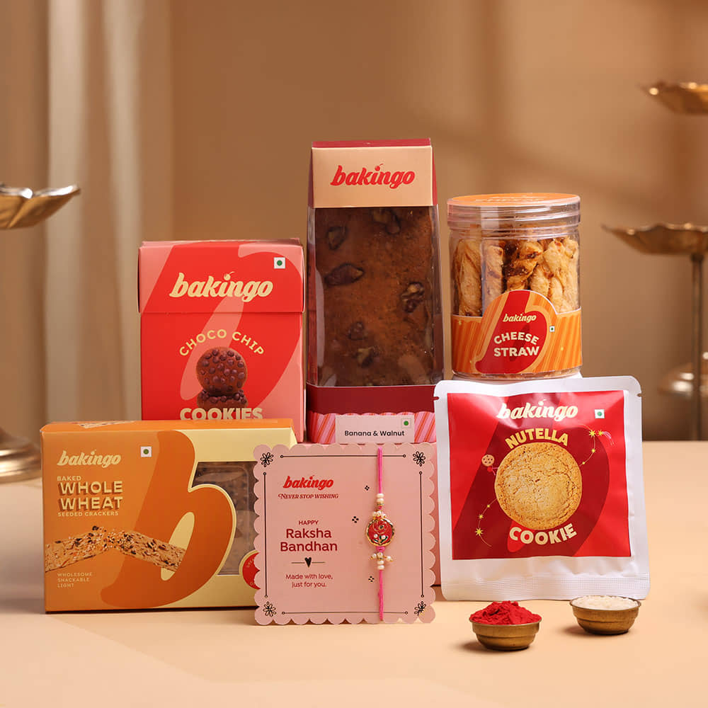 Floral Rakhi N Gourmet Snacks Hamper