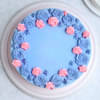 Top View of Blue Floral Rose Cream Cake 