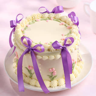 Floral Swirls Ribbon Cake