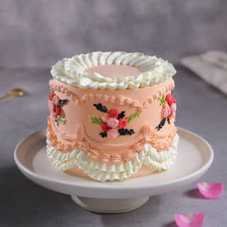 Side View of Floral Vintage Cake