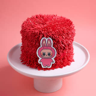 Red Clour Labubu Fur Cake