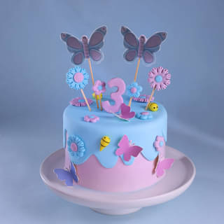 Butterfly Theme Third Birthday Cake