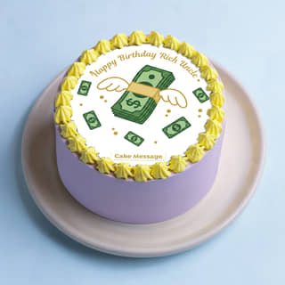 Front View of Flying Money Birthday Bento Cake Front View of Flying Money Birthday Bento Cake