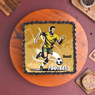 Top View of Football Fever Photo Cake