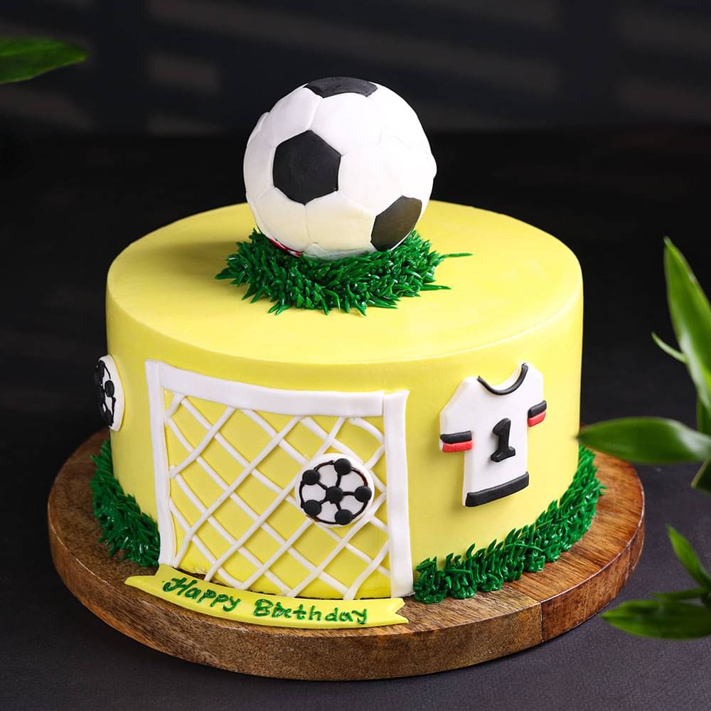 Top View of Goal Post Football Cake