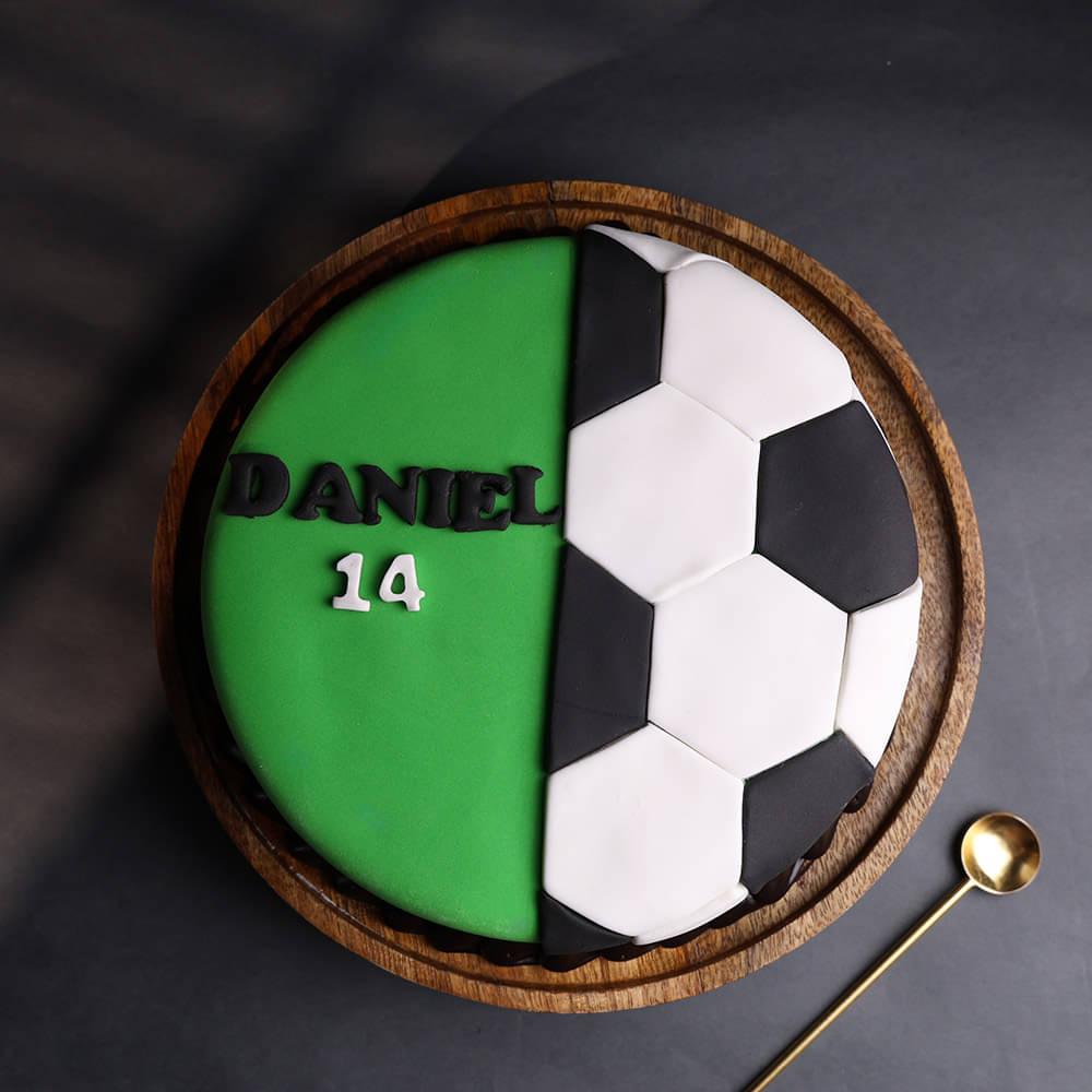 Top View of Football N Ground Fondant Cake