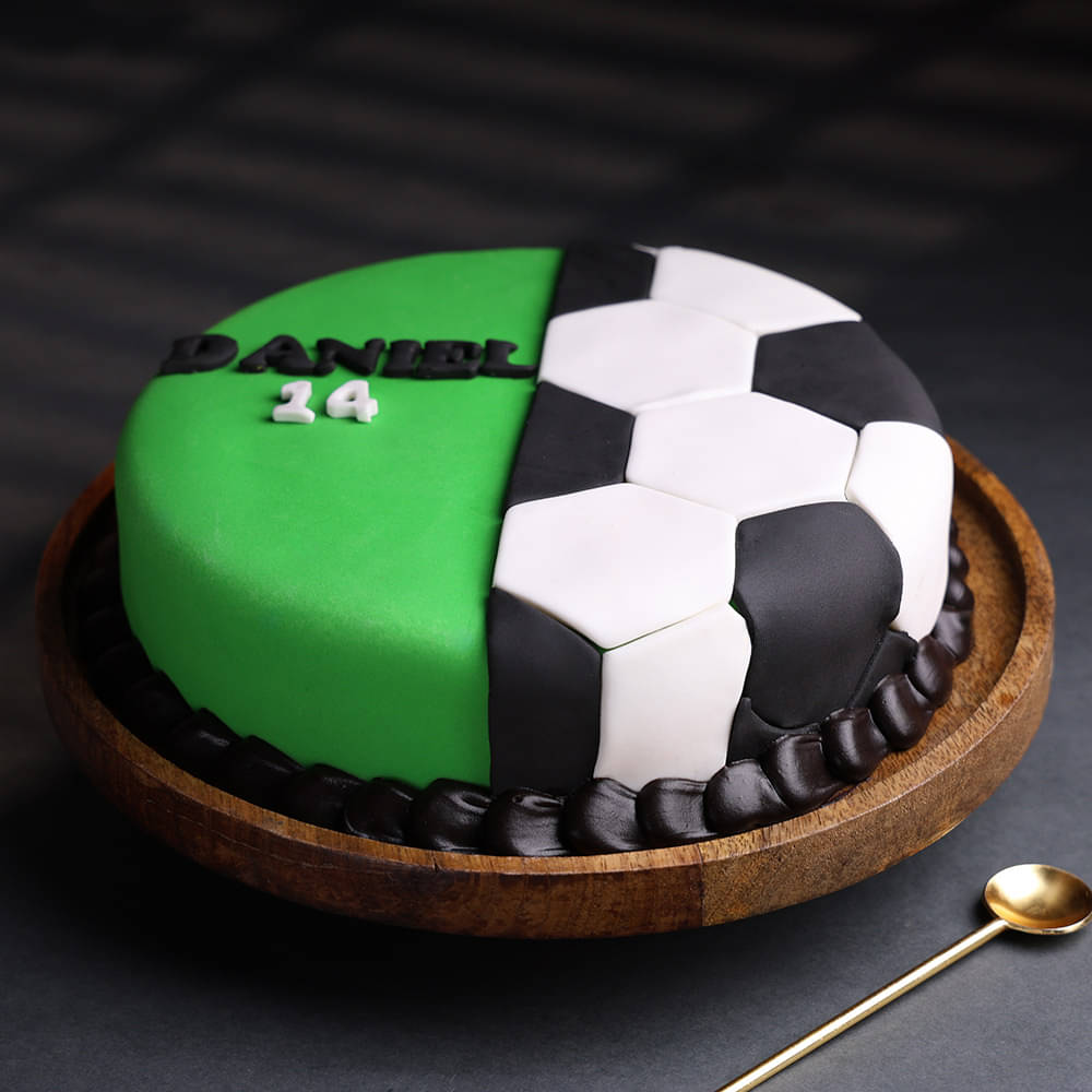 Side View of Football N Ground Fondant Cake