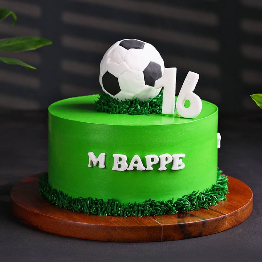 Zoomed View of Mbappe Fan Football Cake