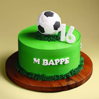 Zoomed View of Mbappe Fan Football Cake Zoomed View of Mbappe Fan Football Cake