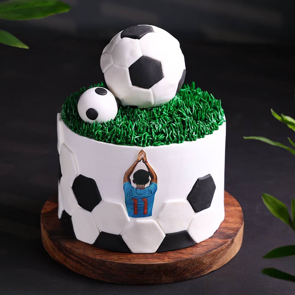 Side View of Football Theme Cake 