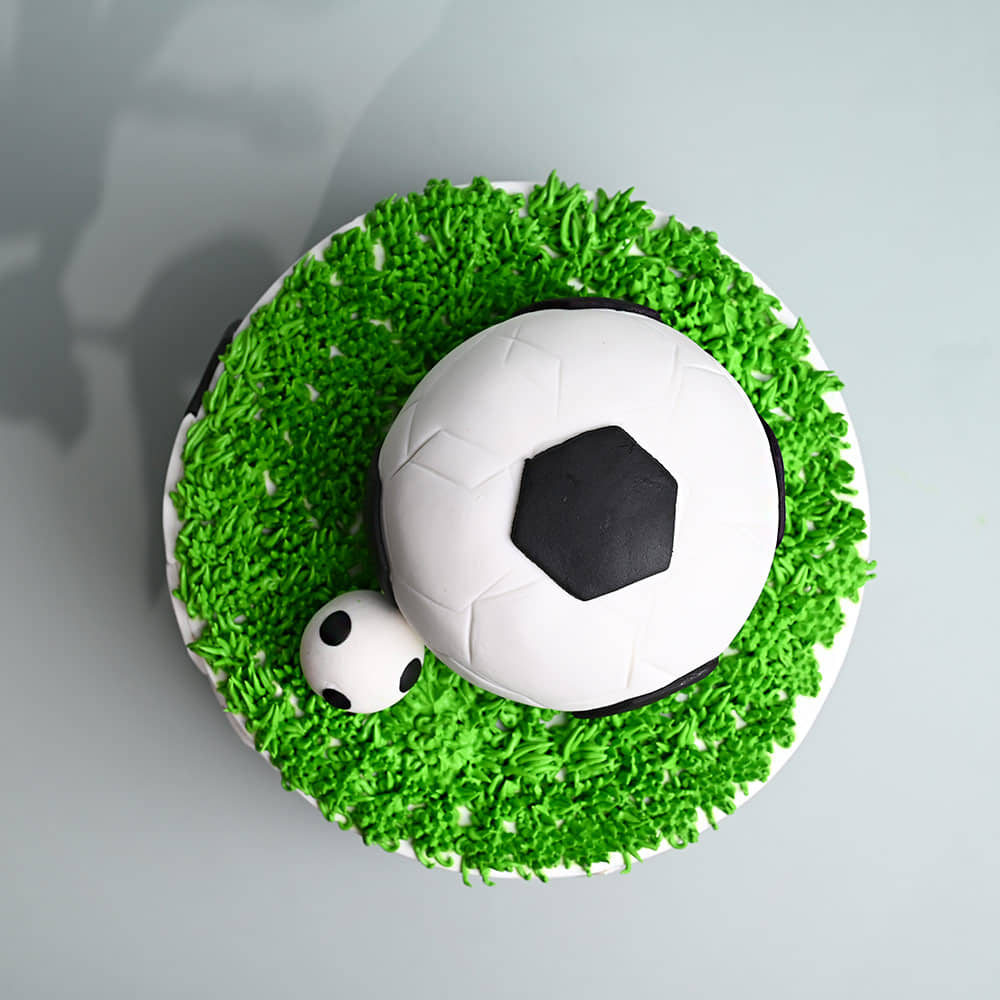Top View of Football Theme Fondant Cake