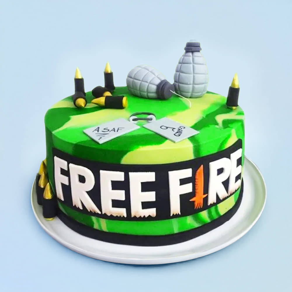 Free Fire Fondant Theme Cake