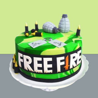 Top View Free Fire Fondant Theme Cake