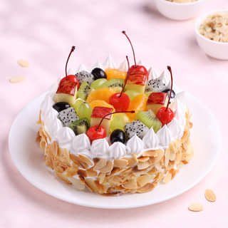 Fresh Fruits & Roasted Almonds Cake