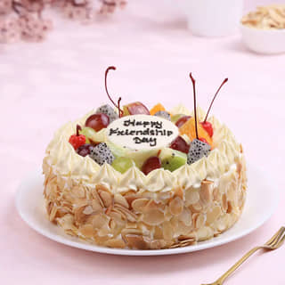 Side View of Fresh Fruit Friendship Day Cake Side View of Fresh Fruit Friendship Day Cake
