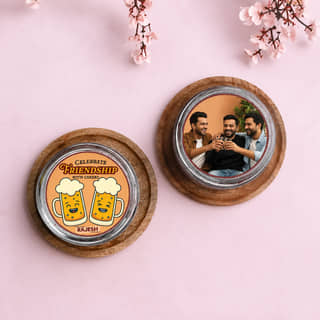 Side View of Friendship Cheers Photo Jar Cakes Side View of Friendship Cheers Photo Jar Cakes