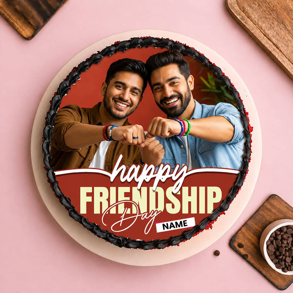 Friendship Day Photo Cake Front View of Friendship Day Photo Cake