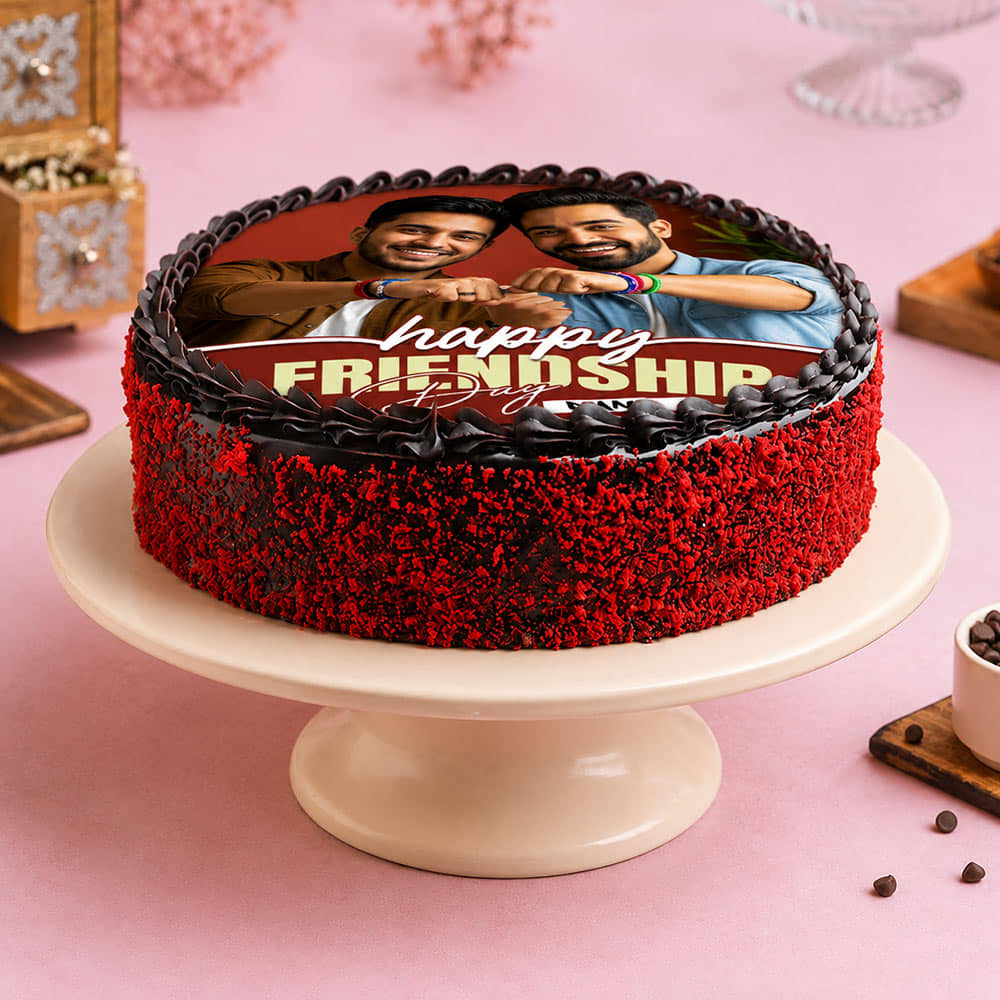 Friendship Day Photo Cake Side View of Friendship Day Photo Cake