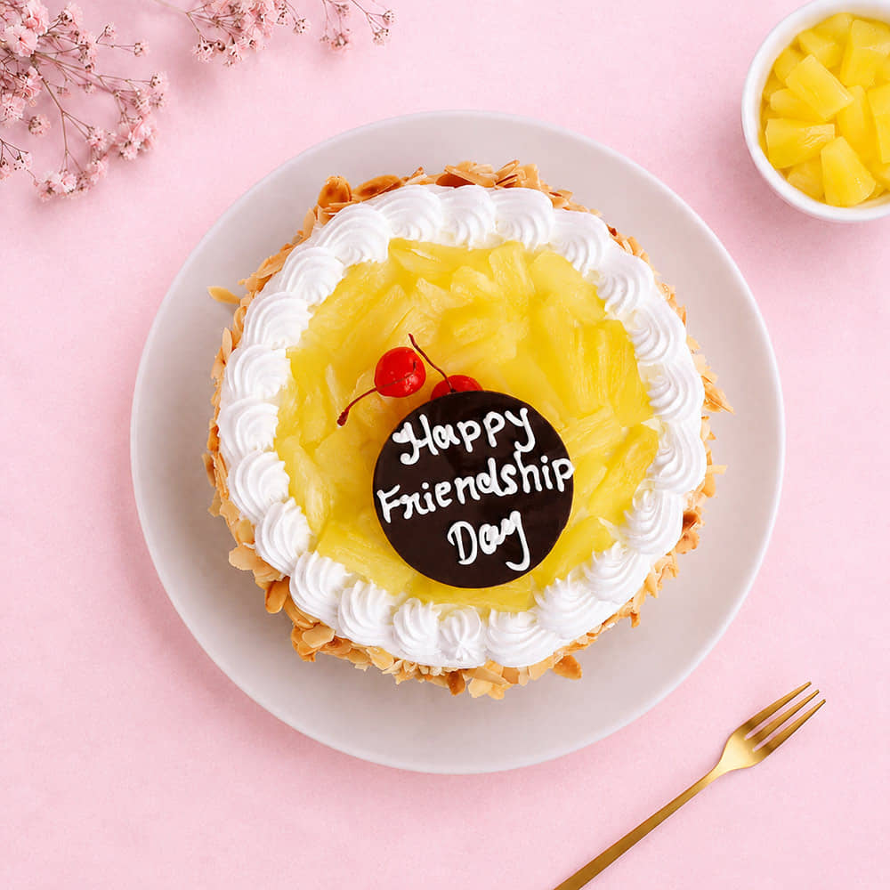 Friendship Day Pineapple Cake Side View of Friendship Day Pineapple Cake