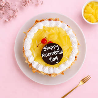 Side View of Friendship Day Pineapple Cake Side View of Friendship Day Pineapple Cake