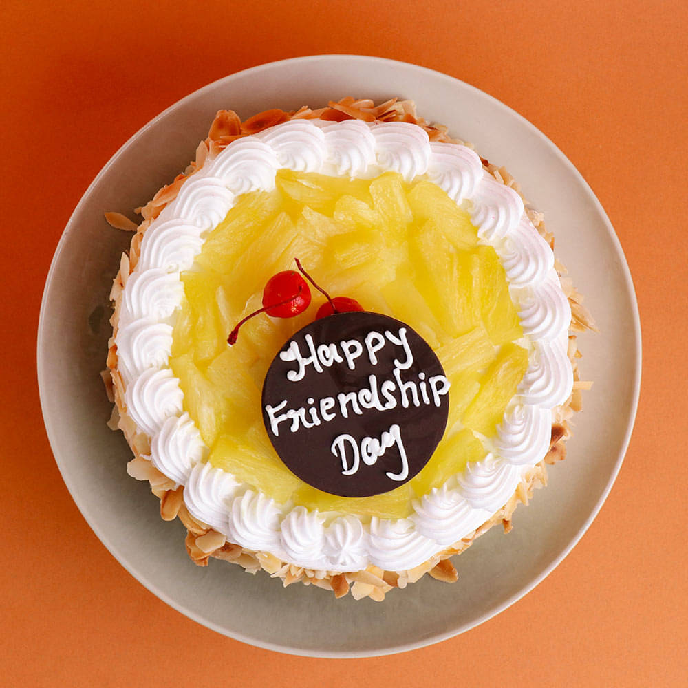 Front View of Friendship Day Pineapple Cake