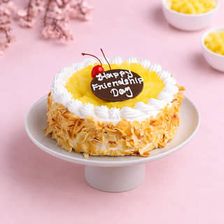 Front View of Friendship Day Pineapple Cake Front View of Friendship Day Pineapple Cake