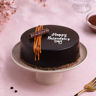Side View of Friendship Day Chocolate Truffle Cake Side View of Friendship Day Chocolate Truffle Cake
