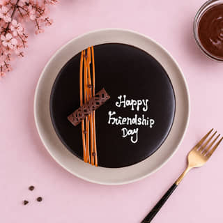 Top View of Friendship Day Chocolate Truffle Cake Top View of Friendship Day Chocolate Truffle Cake