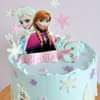 Zoomed View of Frozen Movie Theme Cream Cake