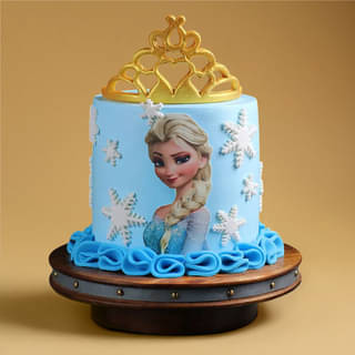 Top View of Frozen Princess Cream Cake