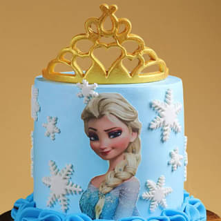 Front View of Frozen Princess Cream Cake