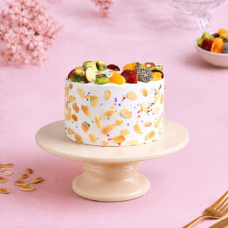 Side View of Tropical Fruit Cake Side View of Tropical Fruit Cake
