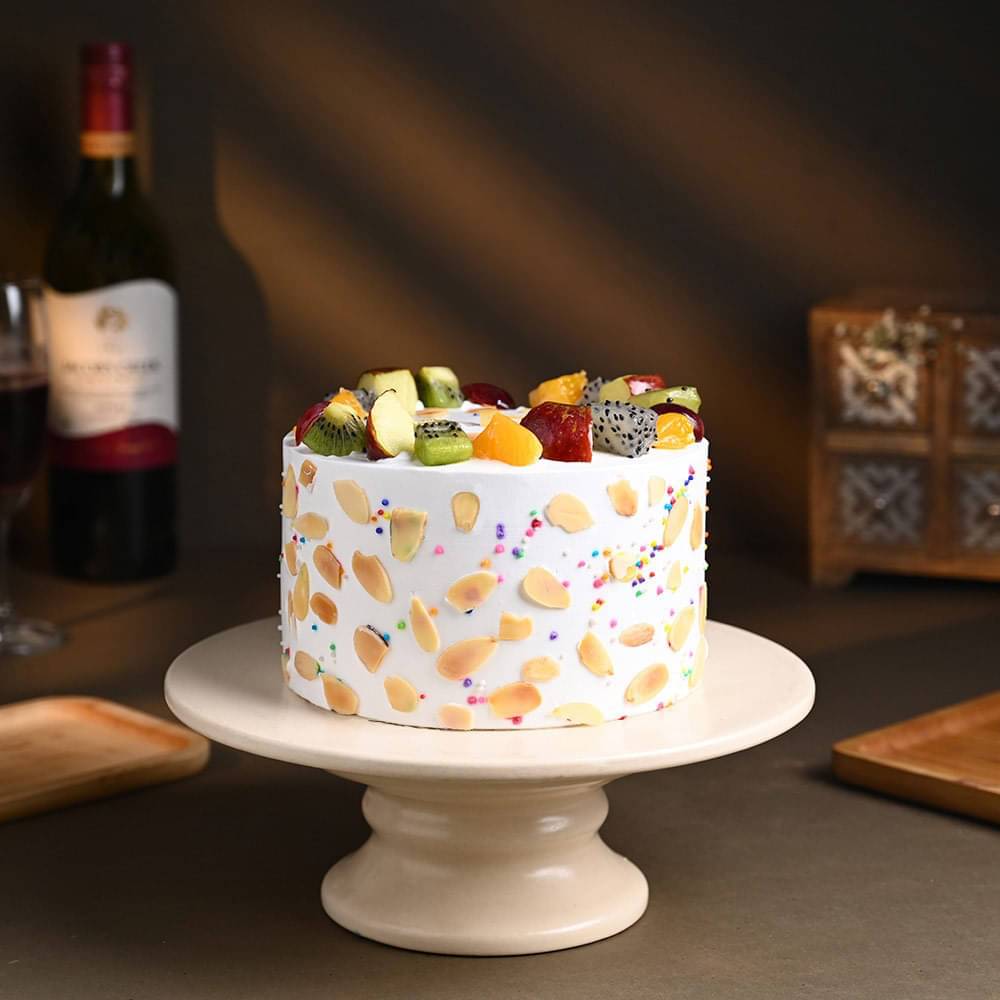 Side View of Tropical Fruit Cake