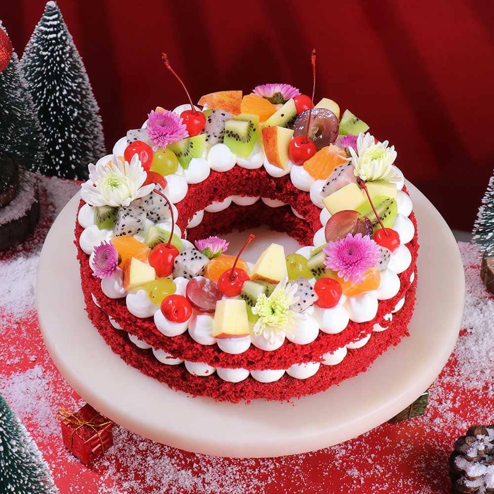 Fruits and Blooms Red Velvet Cake