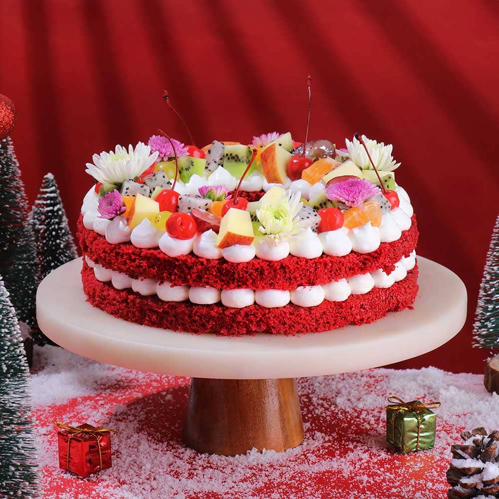 Fruits and Blooms Red Velvet Cake