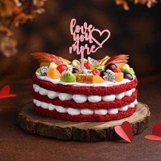 Fruity Red Velvet Valentine Cake