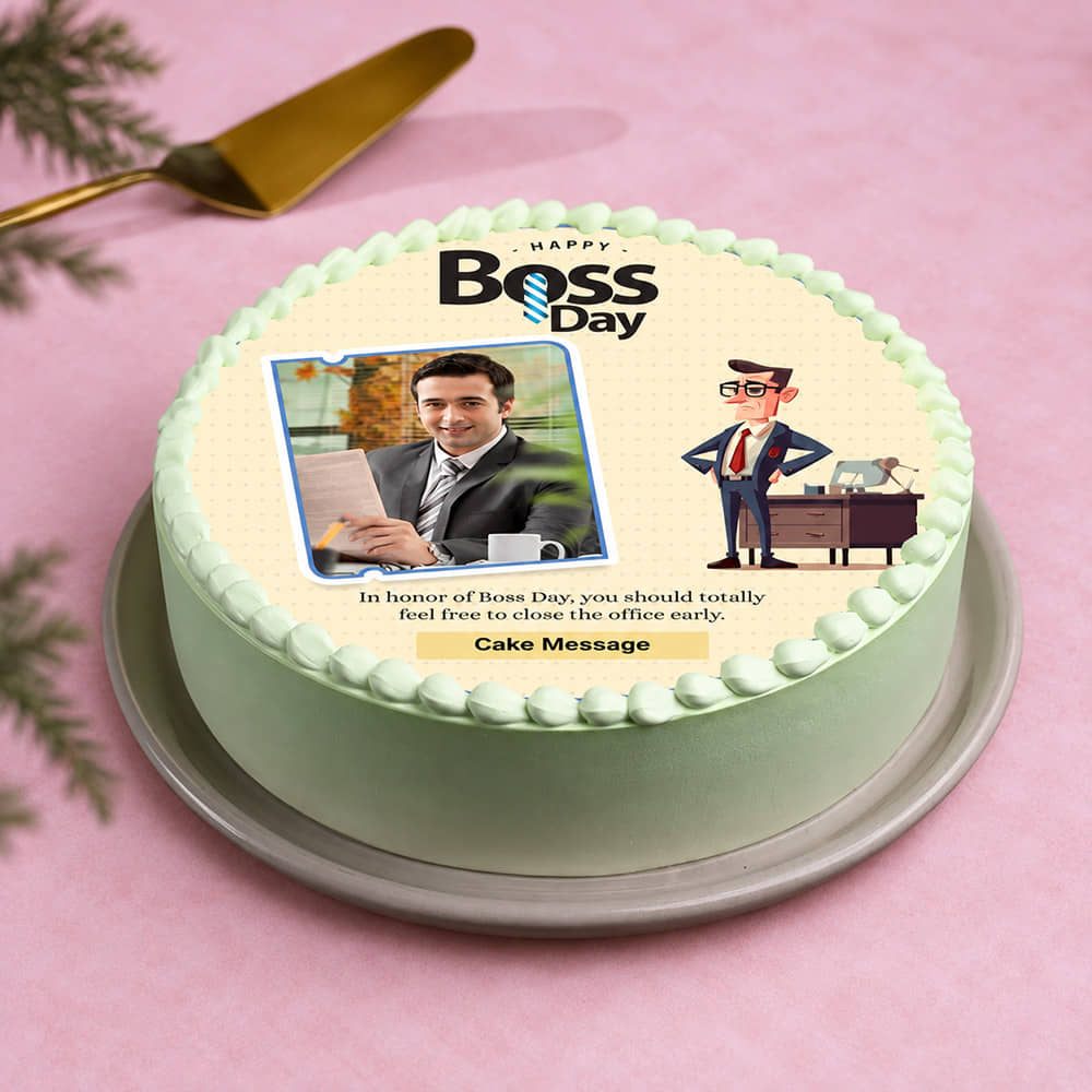 Fun Boss Day Photo Cake