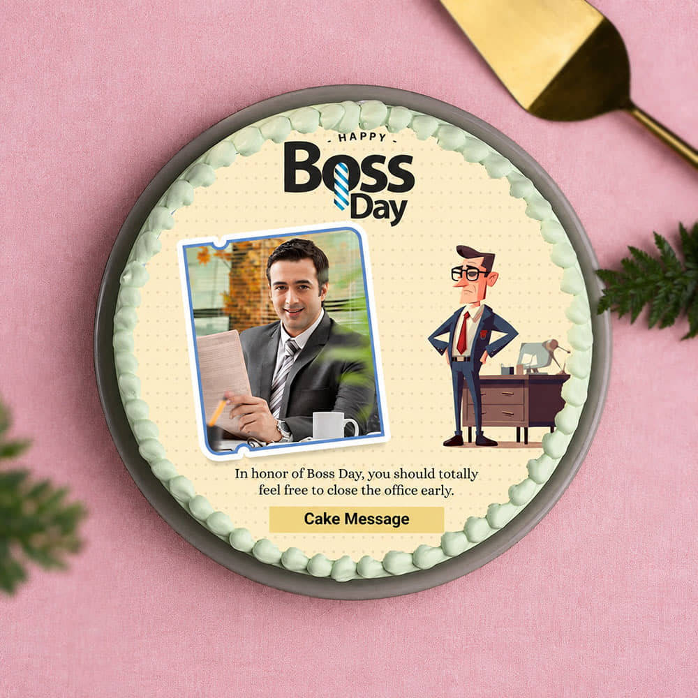 Fun Boss Day Photo Cake