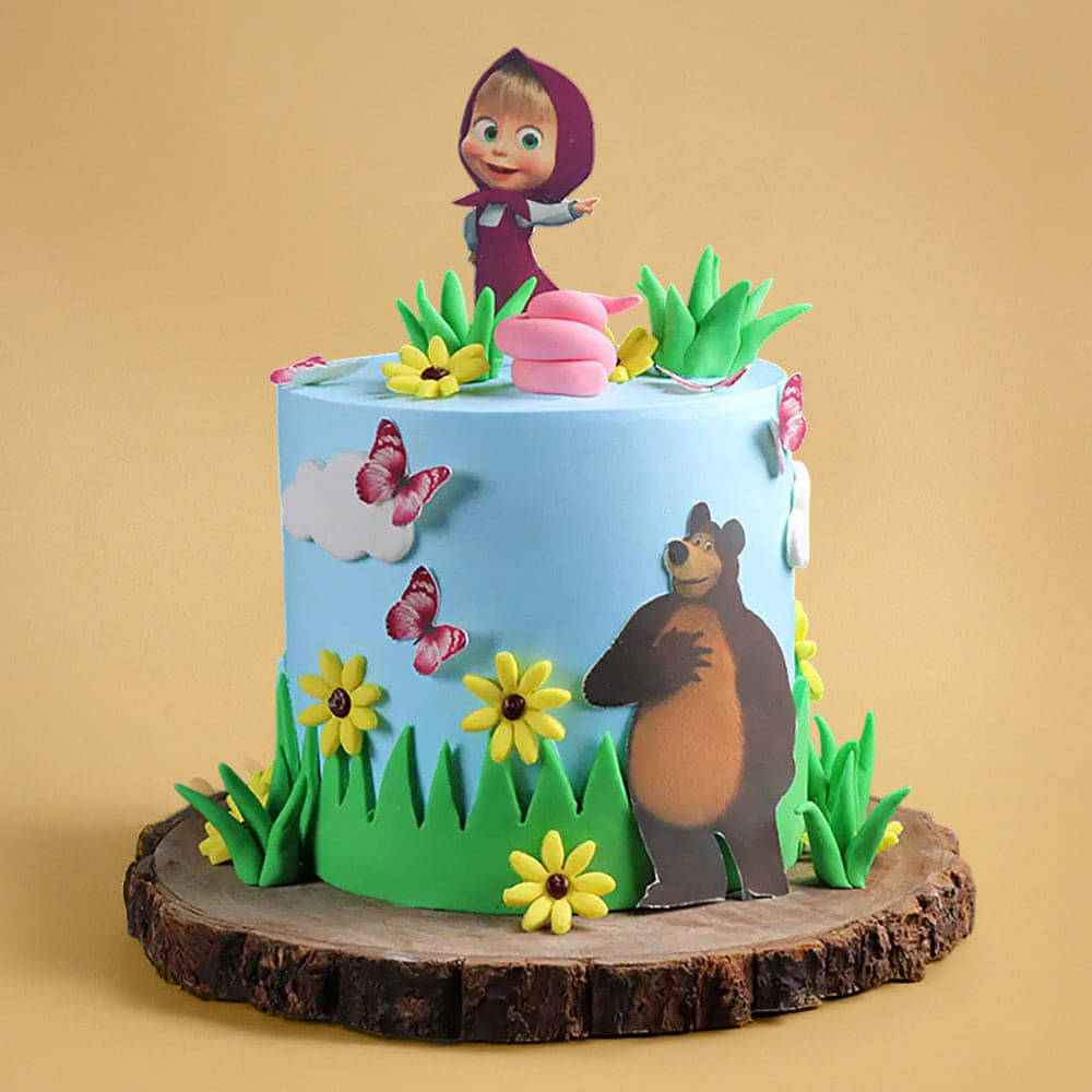 Colorful Cartoon Cake Featuring Masha